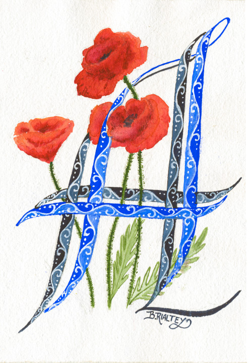 Lettrines coquelicots Flamenco